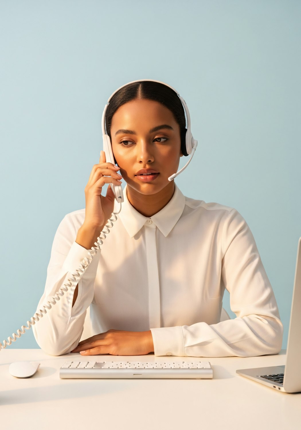 A professional working remotely, engaged in a phone conversation, symbolizing the role of an appointment setter connecting businesses with potential customers.