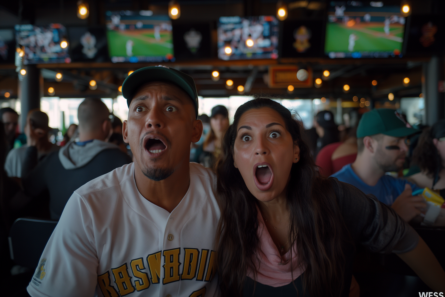 Fans at a sunny baseball stadium, eagerly watching a Spring Training game.