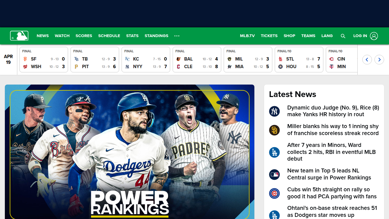 Screenshot of the official Major League Baseball website, featuring information on Spring Training tickets.