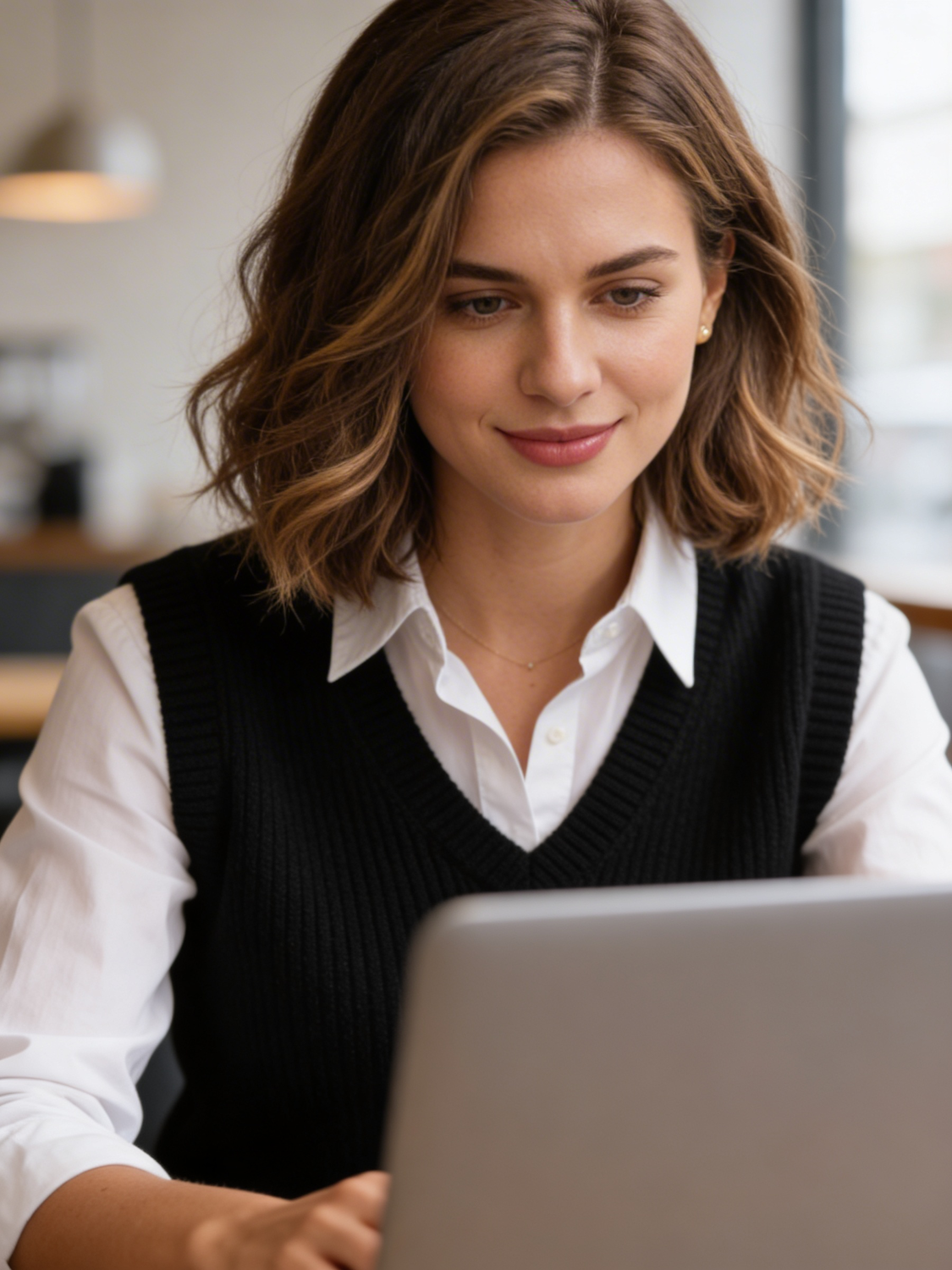 A job seeker diligently performing an online business entity search on their laptop, symbolizing the importance of verifying potential employers.