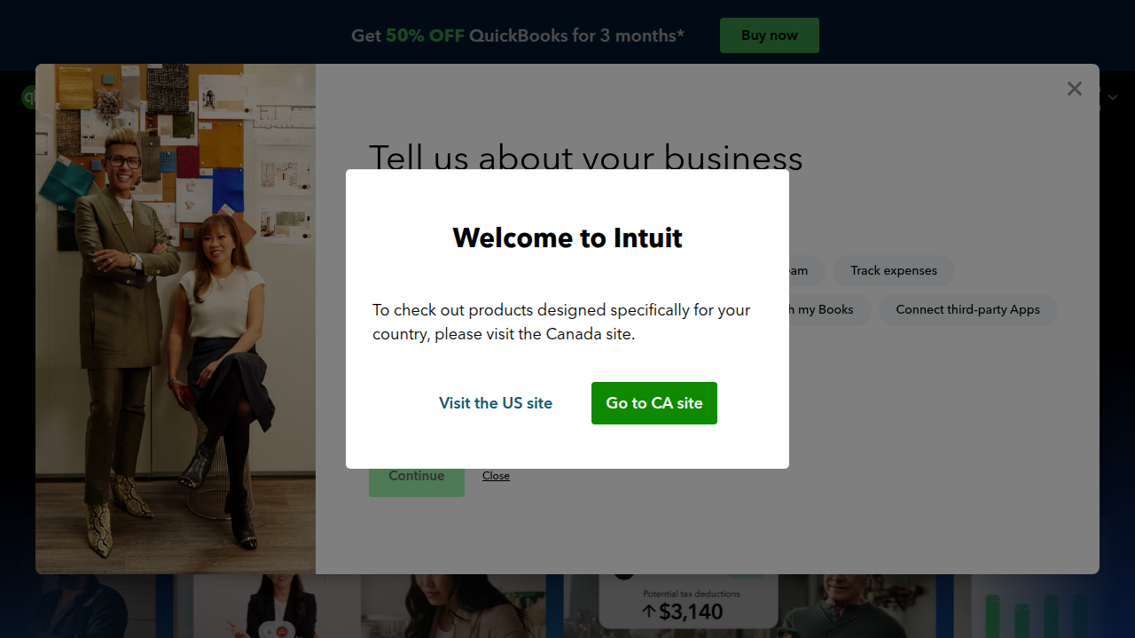 The homepage for QuickBooks Online, representing the accounting software's integration capabilities with Santander business banking.