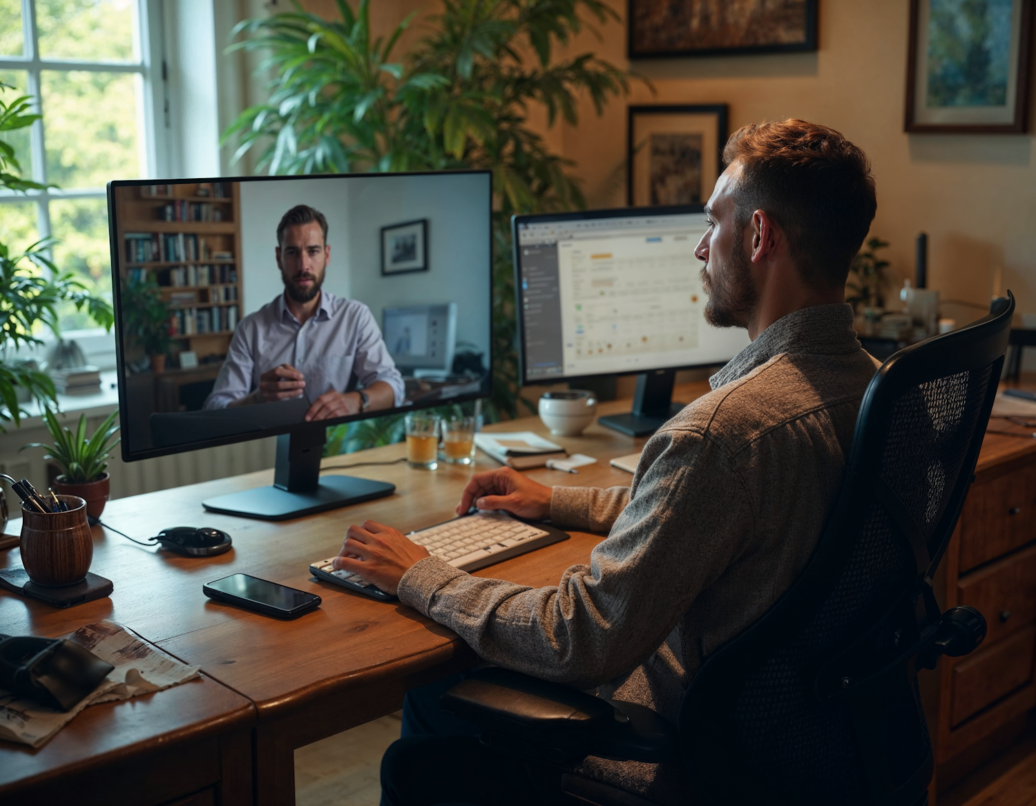 A remote appointment setter working from their home office, demonstrating the flexibility and independence of the role.