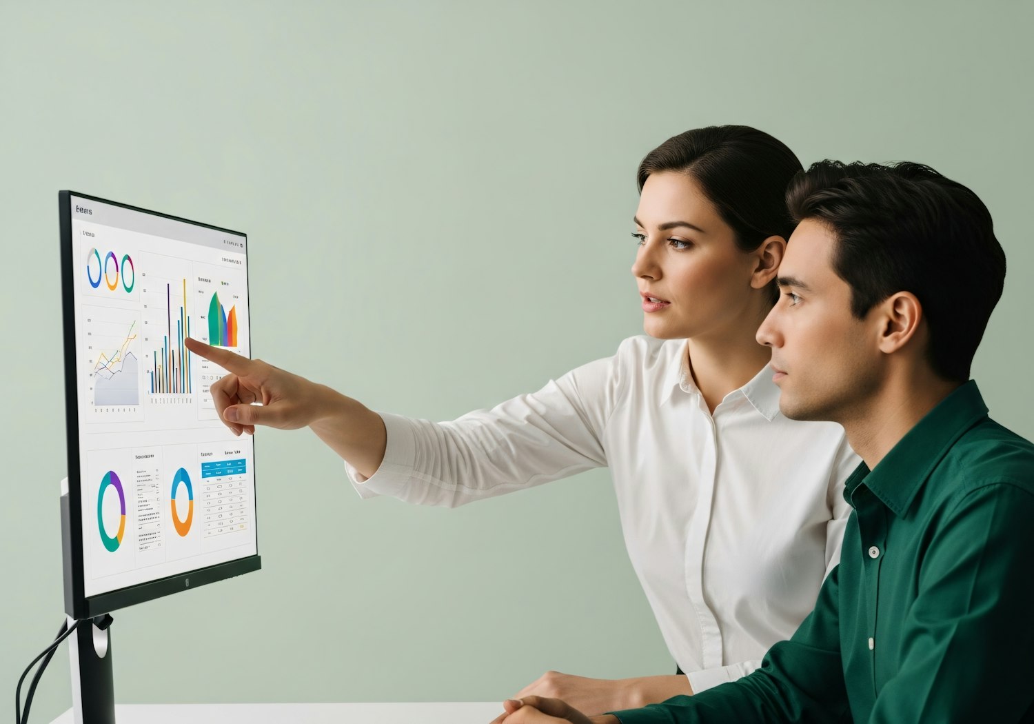 A professional analyzing charts and graphs on a computer screen, representing the process of A/B testing and data-driven decision making for website optimization.